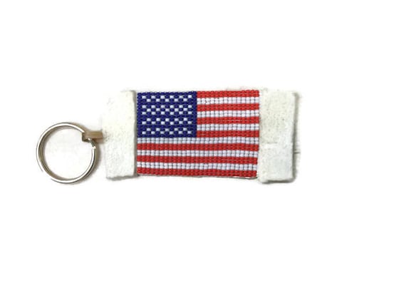 Beaded U.S. Flag Keychain