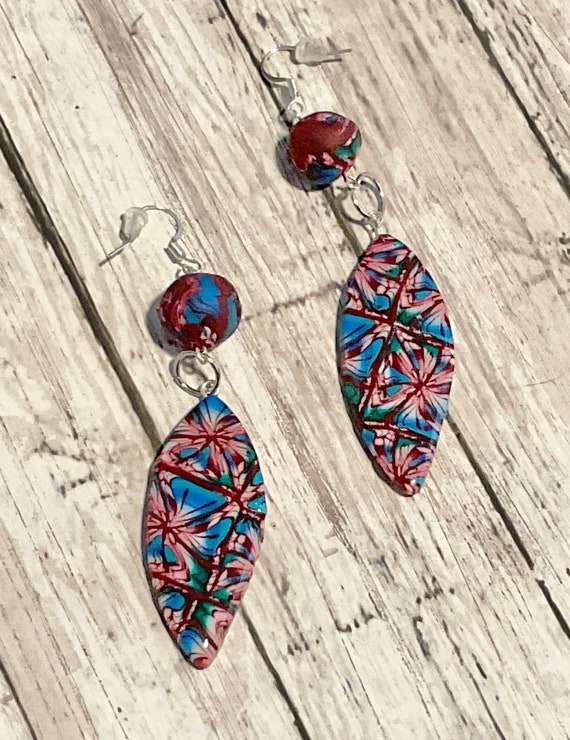 Kaleidoscope Design Polymer Clay Earrings