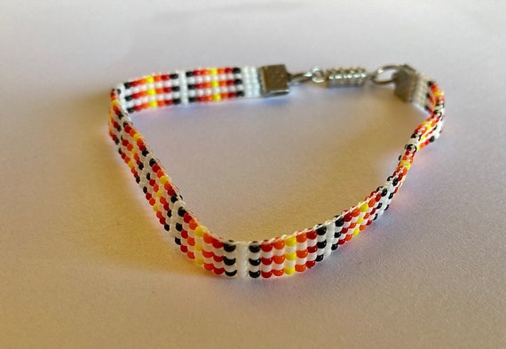 Stripes Loom Beaded Narrow Bracelet