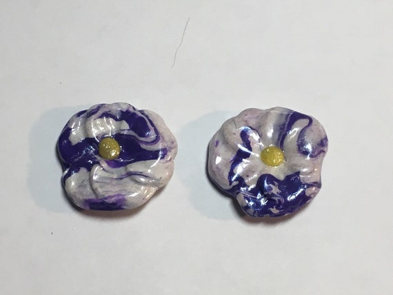 Pansy Polymer Clay Stud Earrings