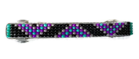 Purple/Blue Loom Beaded Hair Barrette