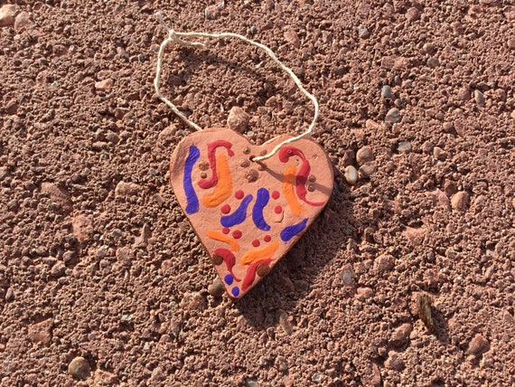 Handcrafted Terra Cotta Clay Heart Ornament