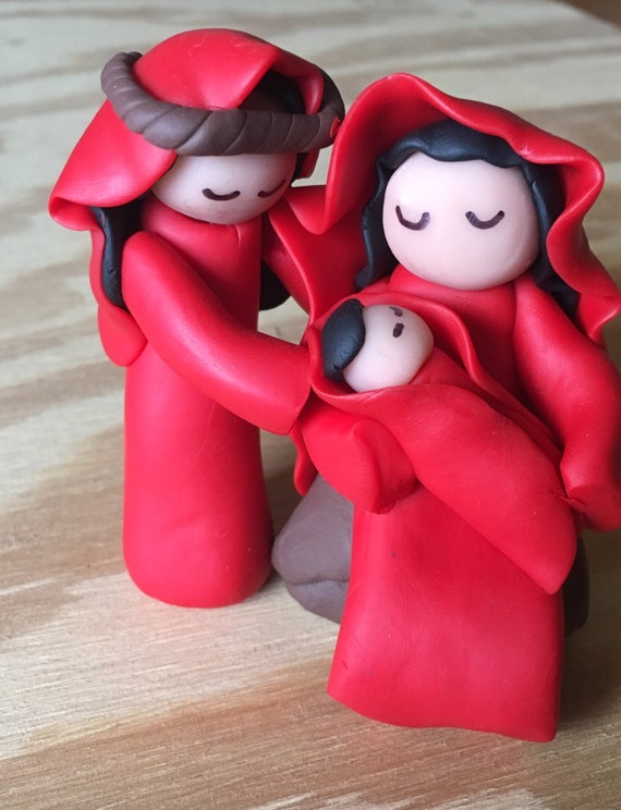 Nativity Three Figure 1 Piece in Red