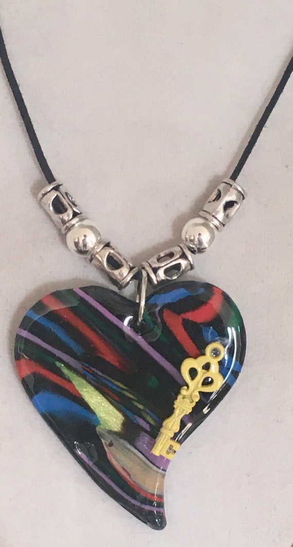Sweetheart Polymer Clay Heart Pendant Necklace