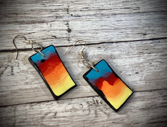 Handcrafted Polymer Clay Sunset Earrings