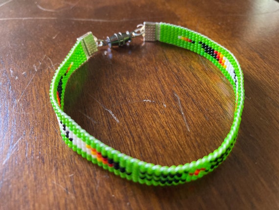 Green Loom Beaded Narrow Bracelet