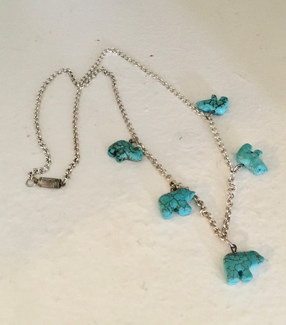 Turquoise Bears Pendant Necklace