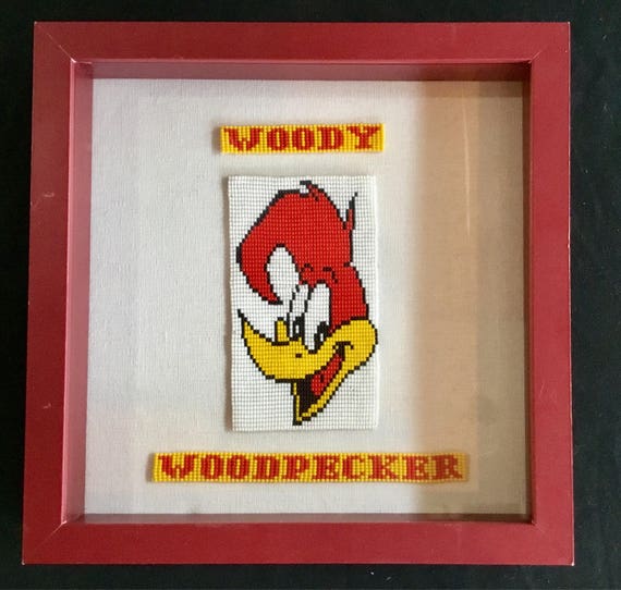 Beaded Woody Woodpecker Shadow Box