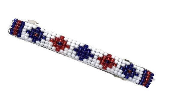 Red/White/Blue Loom Beaded Hair Barrette