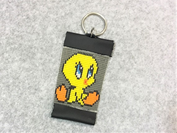 Tweety Bird Down Memory Lane Cartoon Loom Beaded Keychain