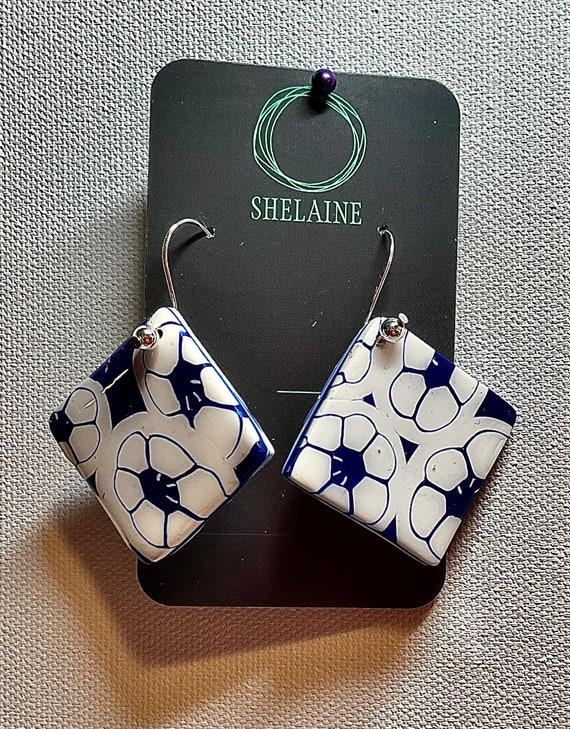 Floral Squares Polymer Clay Earrings