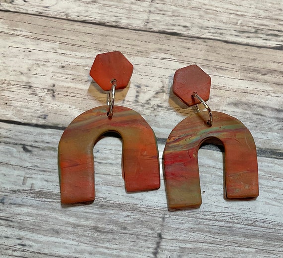 Natural Mineral Stone look Polymer Clay Earrings