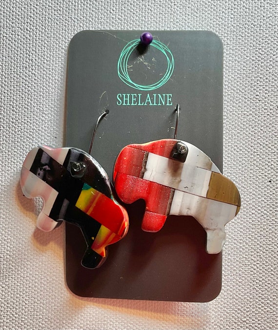 Buffalo Multicolored Polymer Clay Earrings