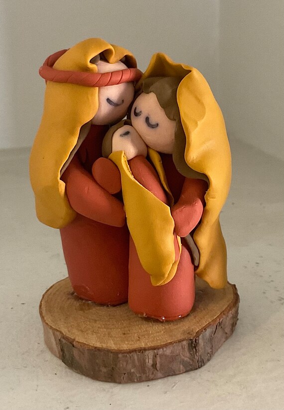 Nativity in Rust and Tan on Wood Base