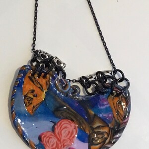 Handcrafted Statement Multicolored Polymer Clay Pendant