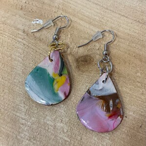Polished Stone Look Polymer Clay Dangle Earrings