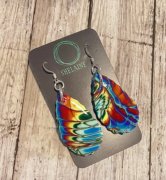 Summer Bright Polymer Clay  Teardrop  Earrings