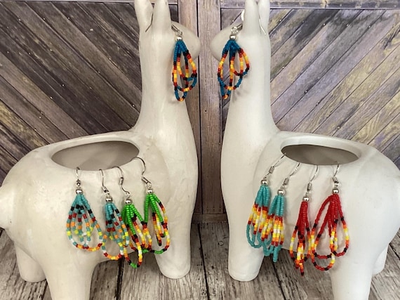 Small Three Loop Beaded Earrings