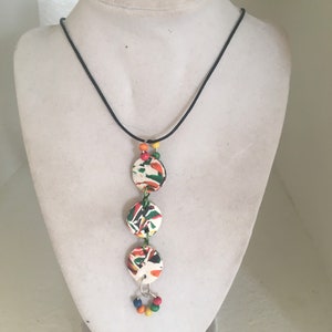 Triple Circle Polymer Clay Pendant Necklace