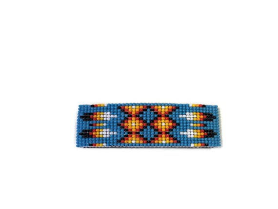 Feather Pattern Loom Beaded Barrette