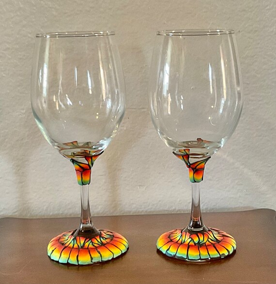Wine Glasses with Sunset Colors