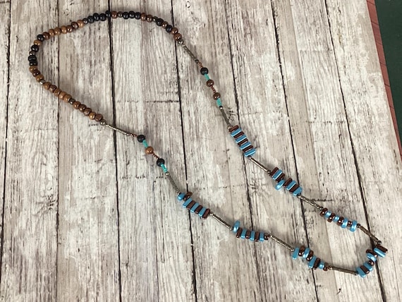 Turquoise and Copper Beaded Necklace