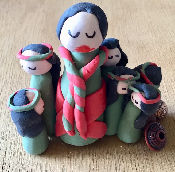 Storyteller in Red/Green Polymer Clay