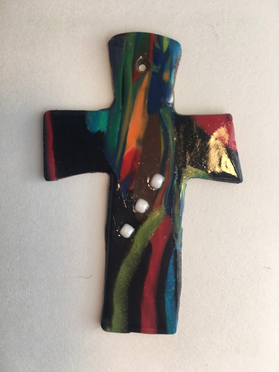 Stained Glass Look Christmas Ornament in Polymer Clay