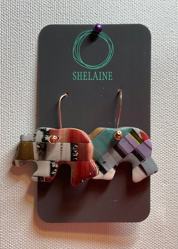 Bear Multicolored Polymer Clay Earrings