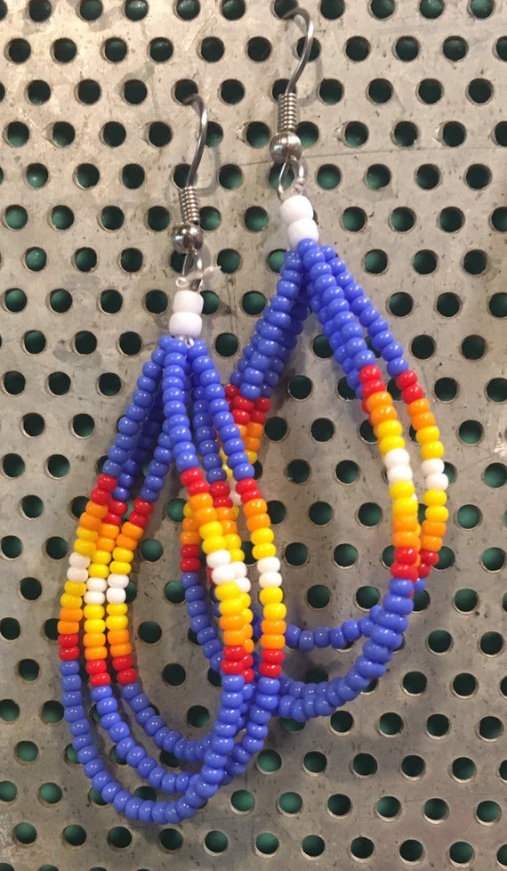Beaded Three Strand Pierced Earrings