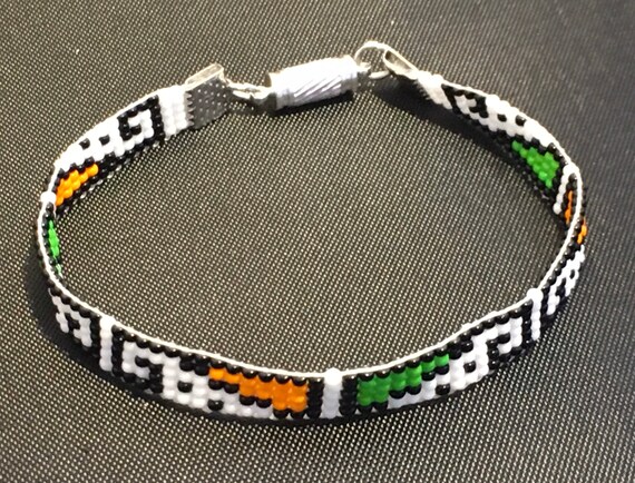 Loom Beaded Geometric Design Narrow Bracelet