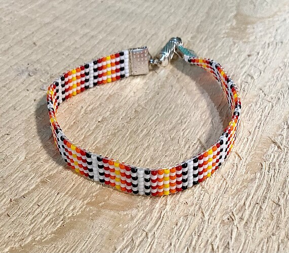 Stripes Loom Beaded Narrow Bracelet