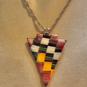Bargello Arrowhead Polymer Clay Pendant