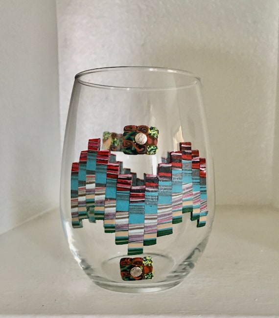 Decorated Bargello Pattern Glass Vase