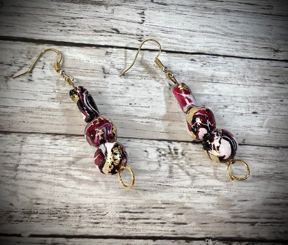 Rose Gold  Collection Polymer Clay Bead  Earrings