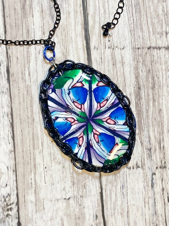 Kaleidoscope Polymer Clay Pendant
