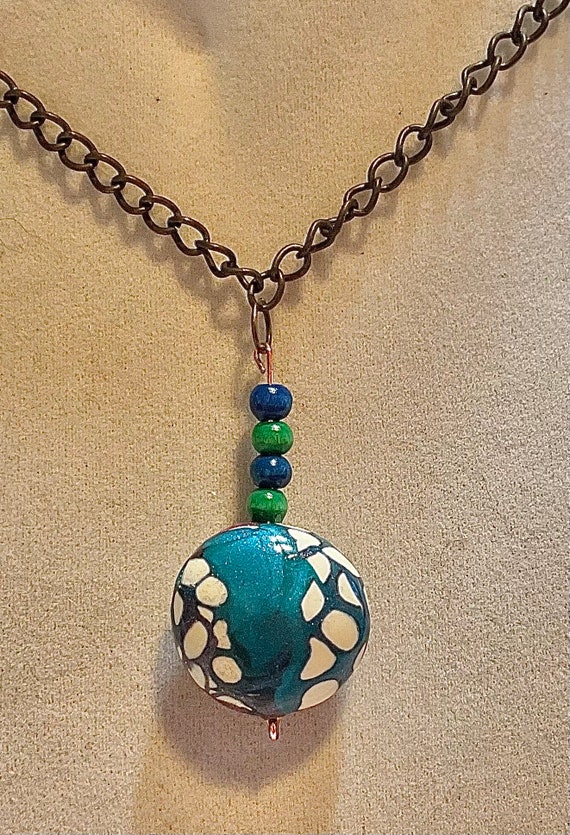 Multicolored Round Pendant in Polymer Clay