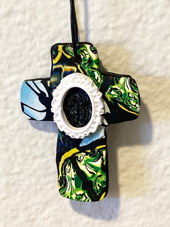 Handcrafted Polymer Clay Small Hanging Crosses