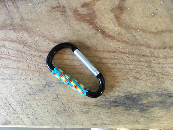 Black Carabiner with Beading