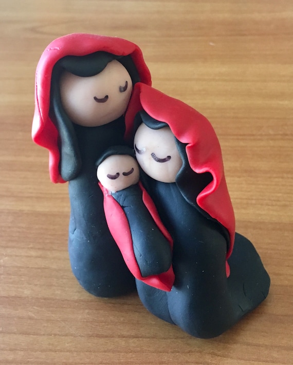 Nativity Three Figure One Piece in Red and Black