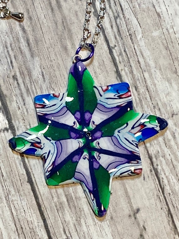 Star Kaleidoscope Design Polymerclay Pendant