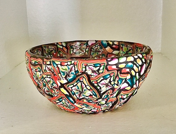 Stained Glass Look Polymer Clay Glass Bowl