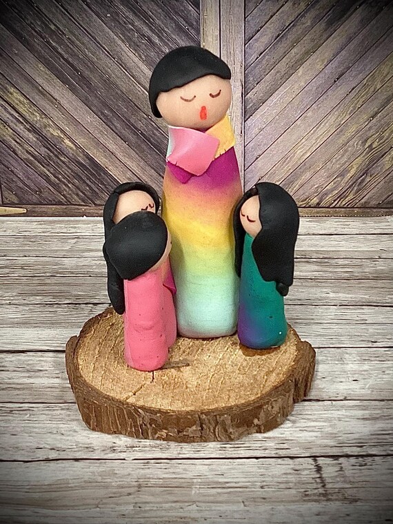Storyteller in Rainbow Polymer Clay