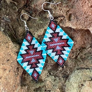 Brickstitch Large Diamond Shape  Earrings