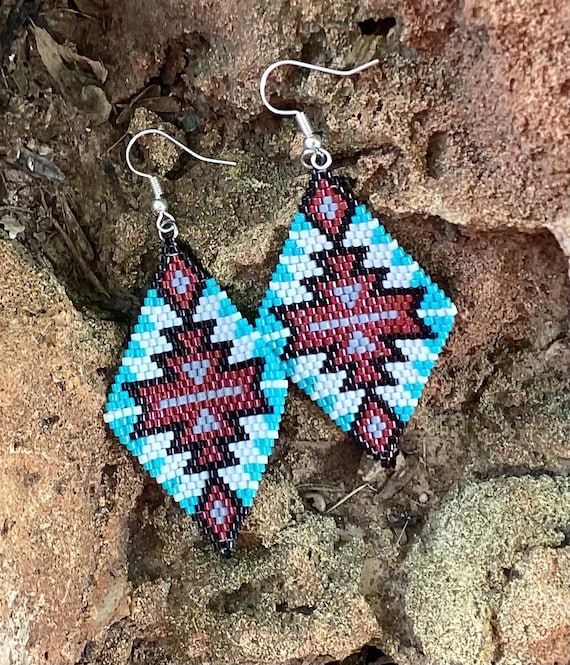 Brickstitch Large Diamond Shape  Earrings