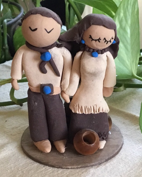 Western Couple Wedding Cake Topper