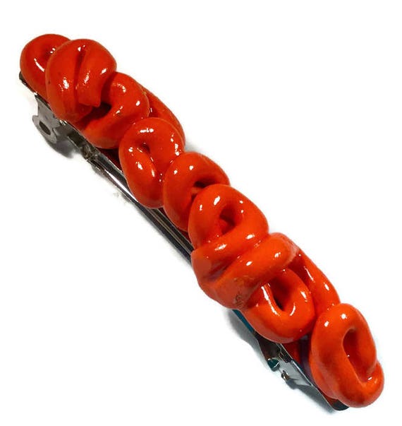 Scribble Orange Large Clay Hair Barrette