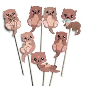 Otter Cupcake Toppers - Set of 12, Party Decorations