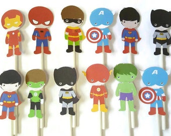 Superhero cupcake toppers - set of 12