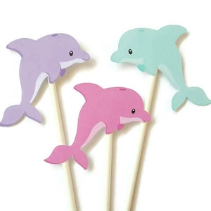 Décorations pour cupcakes dauphins - lot de 12 pique-niques, pique-niques, thème dauphins, baby shower, centre de table dauphin, décoration de gâteau